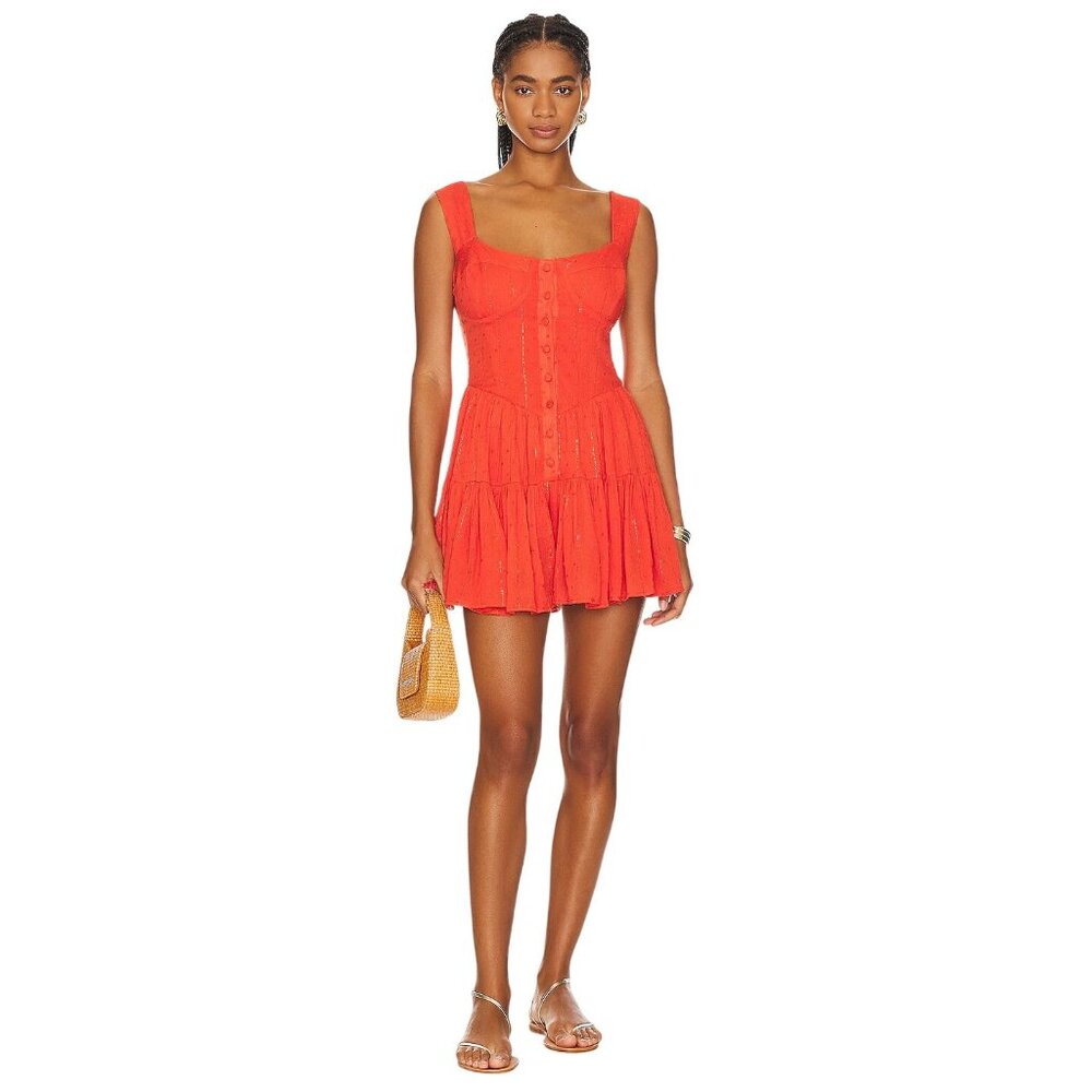 PQ Swim Red Mini Dress with Button Front